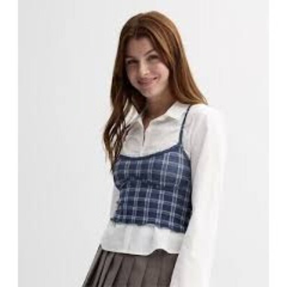 NWT Sugar Moon 2 Piece Blouse Size XL Juniors Preppy Academia School Girl Casual